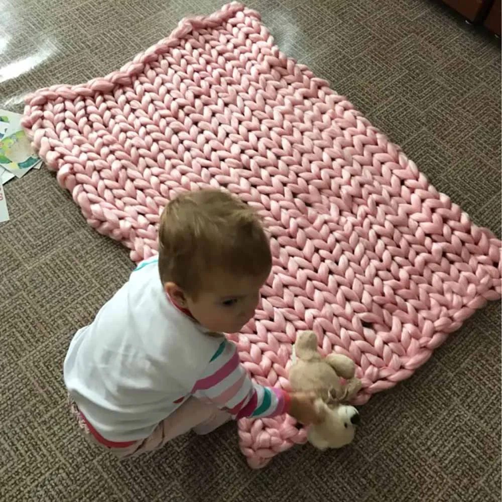 Полиэфирное вязаное одеяло s пряжа ручная вязка теплое крупное дешевое толстое