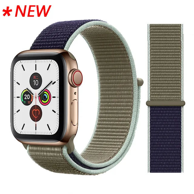 Ремешок для наручных часов Apple Watch Series 5 4 40 мм 44 браслет нейлоновый Браслет спортивный бесшовный ремешок для iwatch серии 3/2/1 38 мм 42 мм аксессуары - Цвет ремешка: Khaki