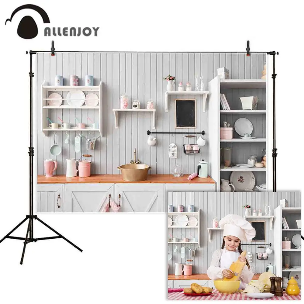 Allenjoy фон для фотосъемки на кухне с белыми полосками кухонный шкаф портретный фон фотобудка для фотосессии баннер