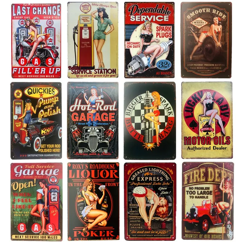 Металлические жестяные знаки для девушек Pin Up винтажная картина на стену бар паб
