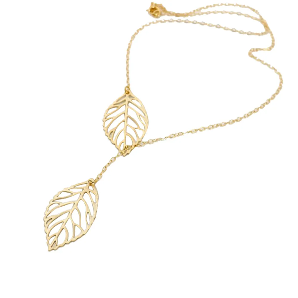 1 шт. женское ожерелье для девушек простое металлическое с двойным листком колье