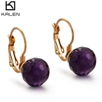 kalen new bohemia women multiple color glass crystal drop earrings tri color stainless steel earrings for women wedding jewelry
