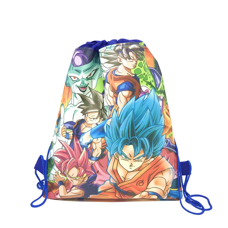 

8/16/24/32pcs Son Goku Kids Cartoon Birthday Gifts Non-Woven Fabric Drawstring Bags Travel Clothes Shoes Storage School Backpack