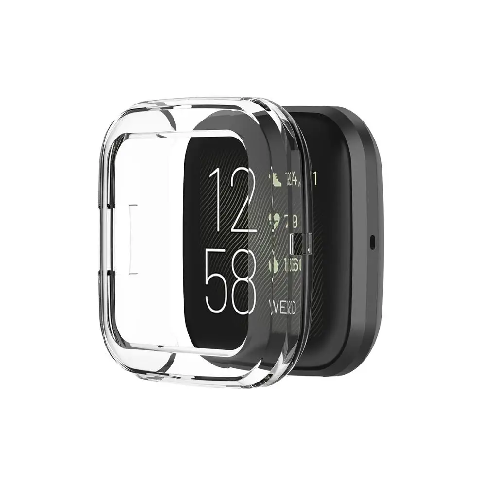 Translucent 100 шт./лот прозрачный силикон чехол для Fitbit Versa 2 Смарт часы защитный чехол Сменные аксессуары ремешок для часов 6 цветов - Цвет: Translucent