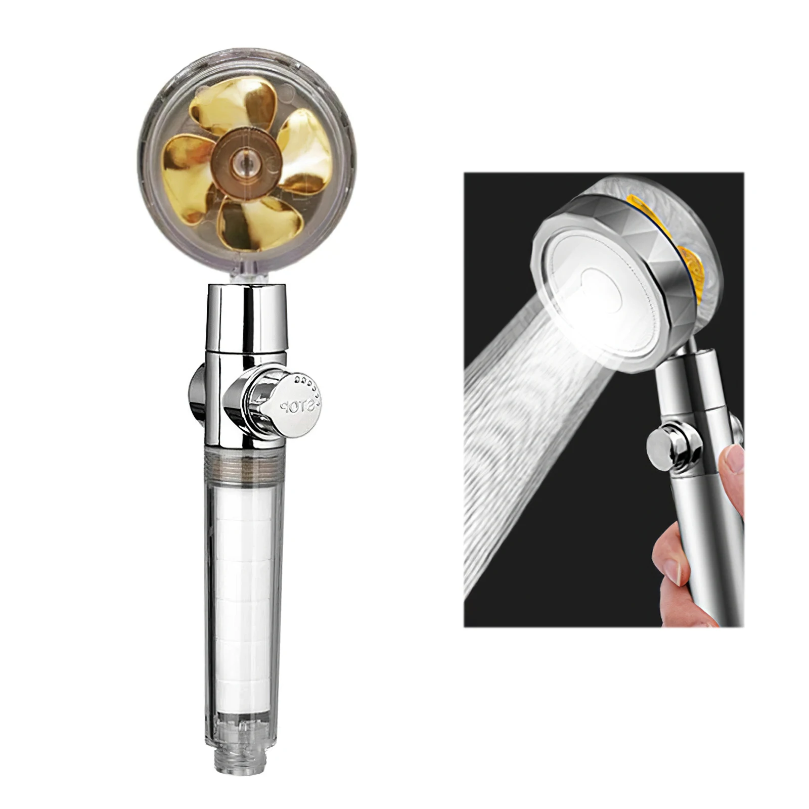 

360 Degrees Turbo Shower Head Bathroom High Pressure Handheld Shower Water Saving Household Bathroom Accessories