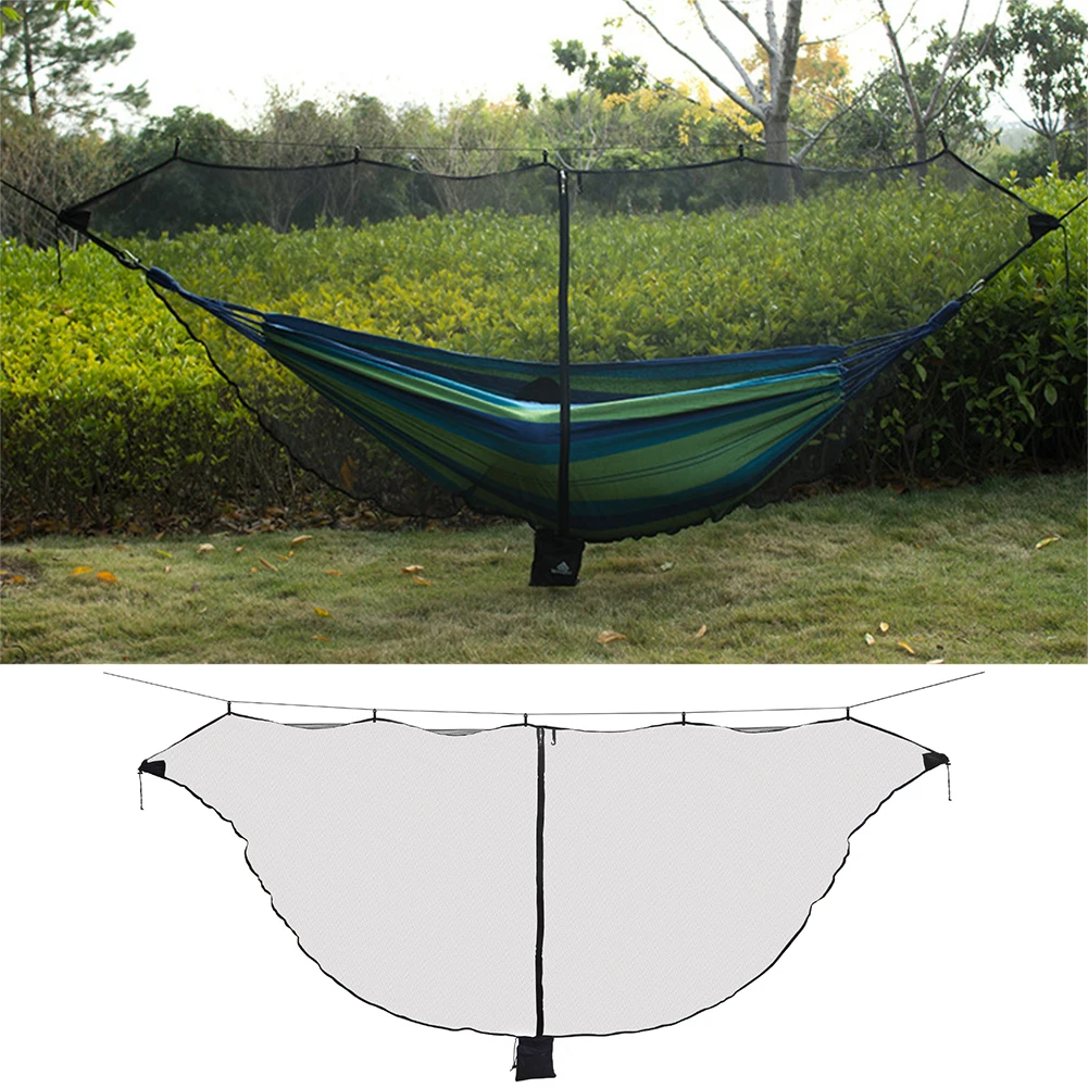 

Outdoor Double Bug Mosquito Hammock Net Camping Zipper Separating Lightweight Outdoor Hiking With Hooks Inside 6m Sling Length