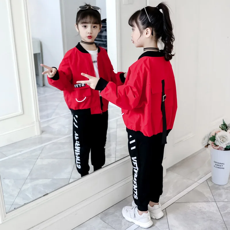 

Children's clothing girls spring and autumn suit 2021 new girls sportswear three-piece suit