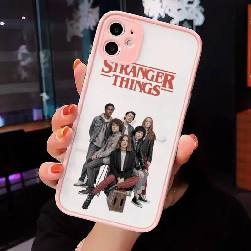 

Stranger Things Christmas Lights Phone Case For iPhone 12 11 Mini Pro XR XS Max 7 8 Plus X Matte transparent Pink Back Cover