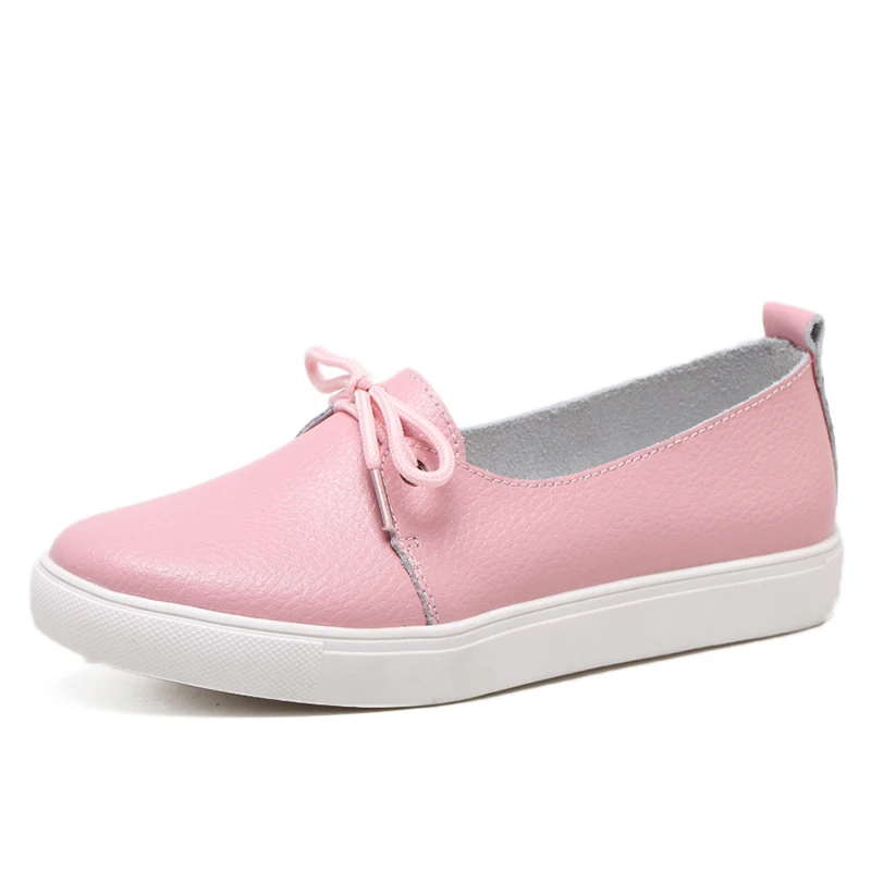 New Women Shoes Casual Loafers Woman Flats Split Leather Cowhide High Quality Plus Size 44 Ladies Sneakers Fashion Shoes Female