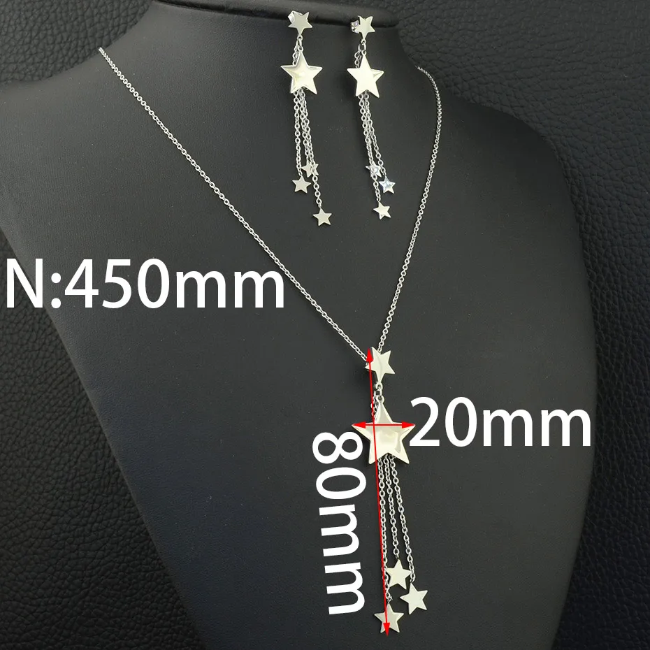 Модные Ювелирные наборы из нержавеющей стали серьги ожерелье Длинная подвеска