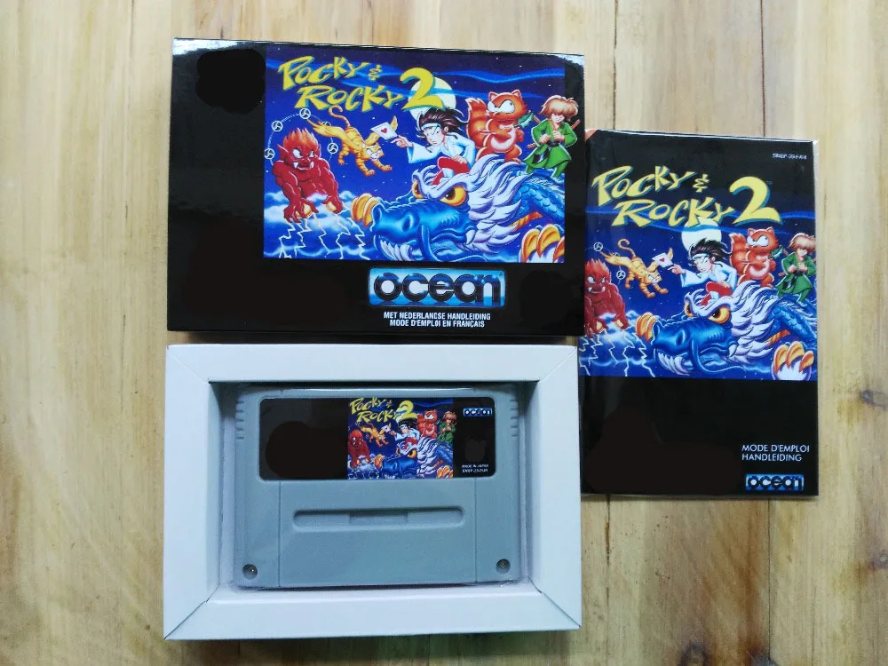 16-битные игры ** Pocky & Rocky 2 (Французская версия PAL! Коробка + инструкция картридж!) |