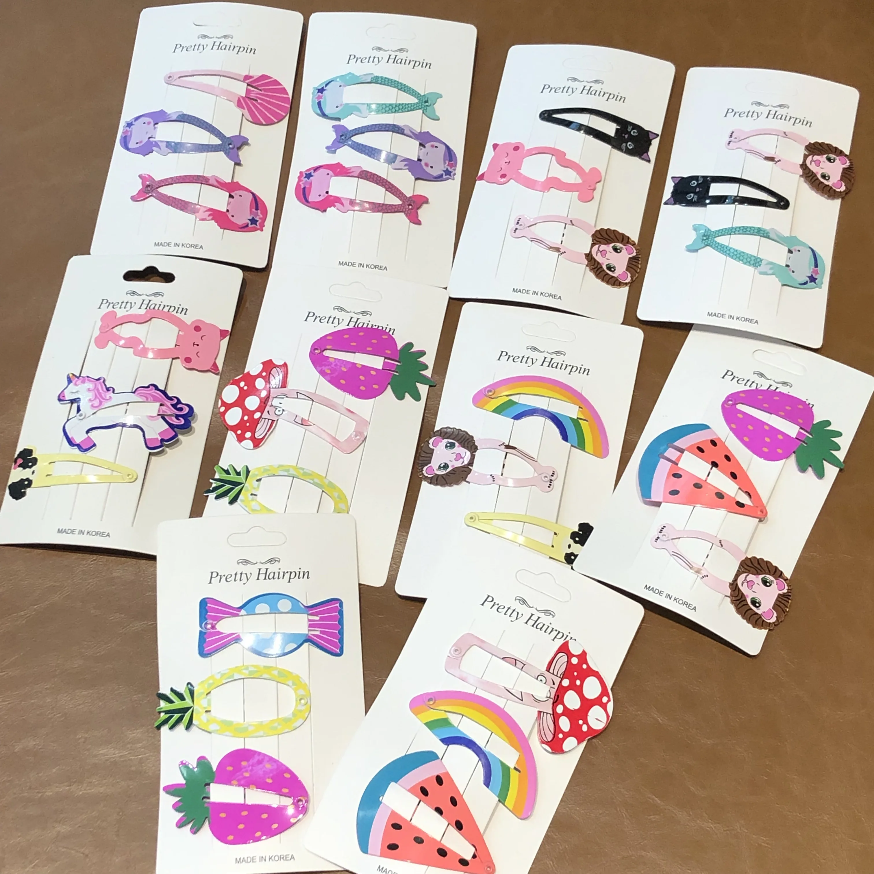 

3pcs/lot Fruit Unicorn Animal Girl Headwear Hair Accessories Print Metal Barrette Mermaid Figure Baby Hairpin Kid Birthday Gifts