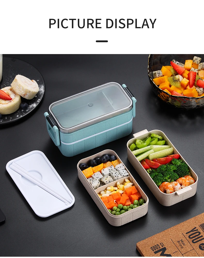 WORTHBUY, японская микроволновая печь, коробка для бэнто, Пшеничная солома, детский Ланч-бокс, герметичный, бенто, Ланч-бокс для детей, школьный контейнер для еды