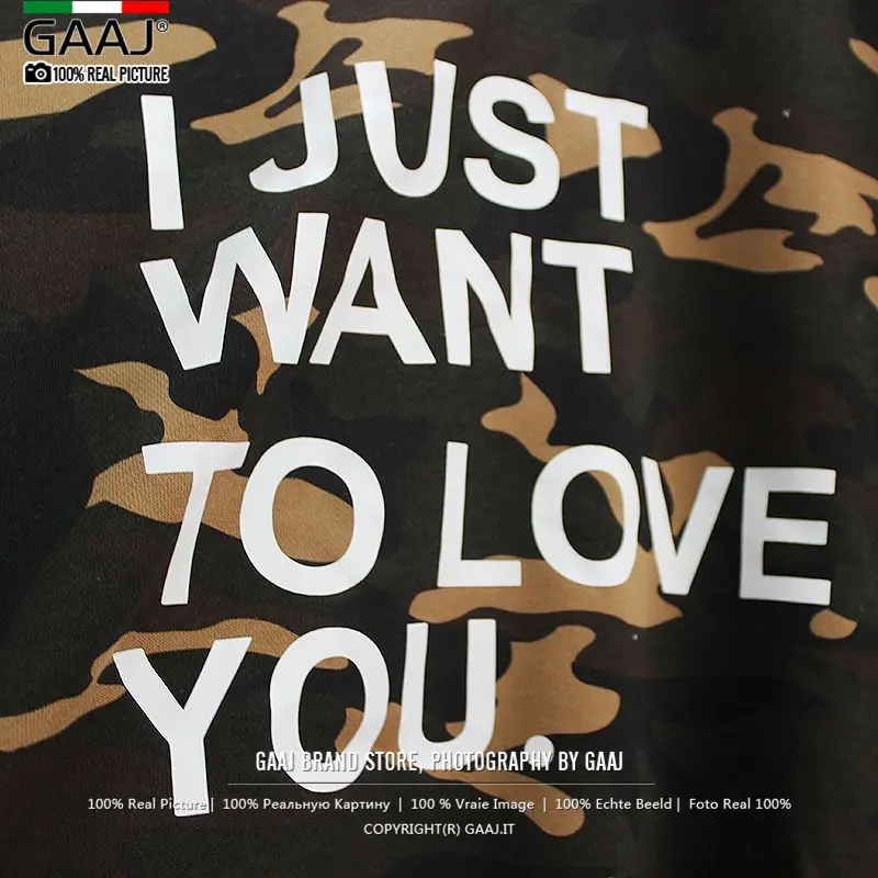 Камуфляжная Толстовка GAAJ I Just to Love You для мужчин и женщин камуфляжные пальто с