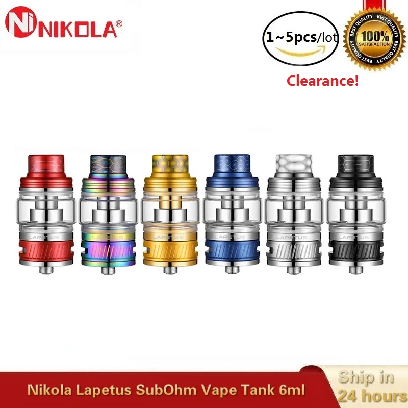 Распродажа Nikola Lapetus Sub Ohm Tank 6 мл Vape атомайзер с 0.18ом сетчатой катушкой для 510