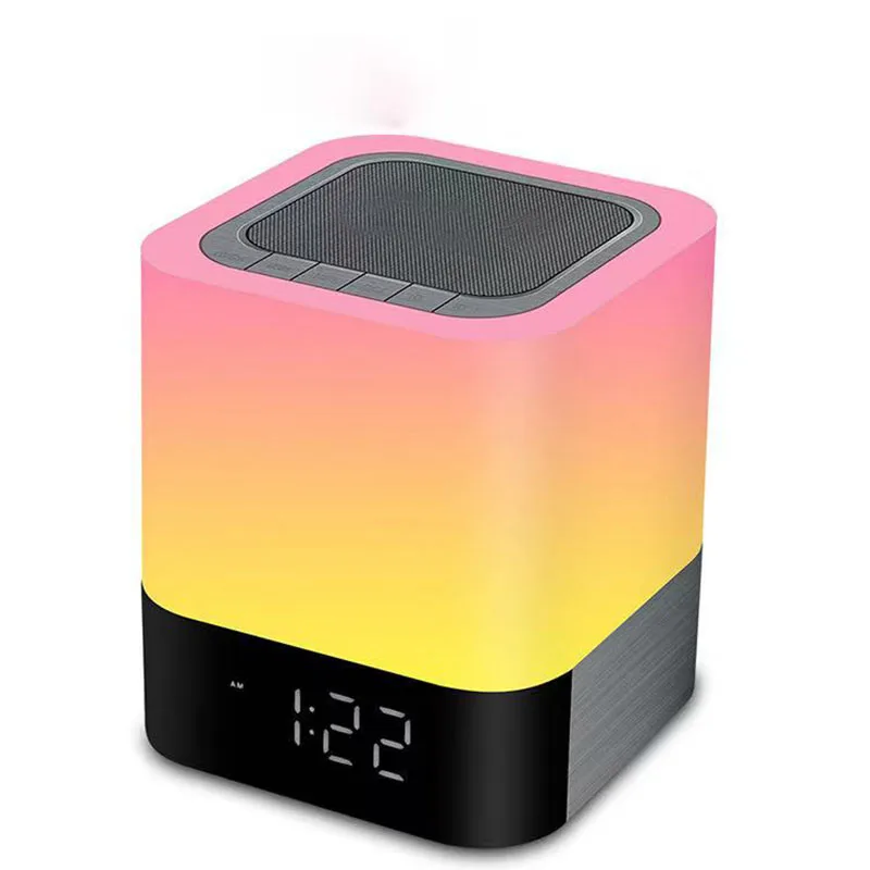 BT Speaker with Colorful LED Loud Inpods Protable Wireless Sound Box Super Bass Mini Clock Soundbar  Alarm Loudspeaker