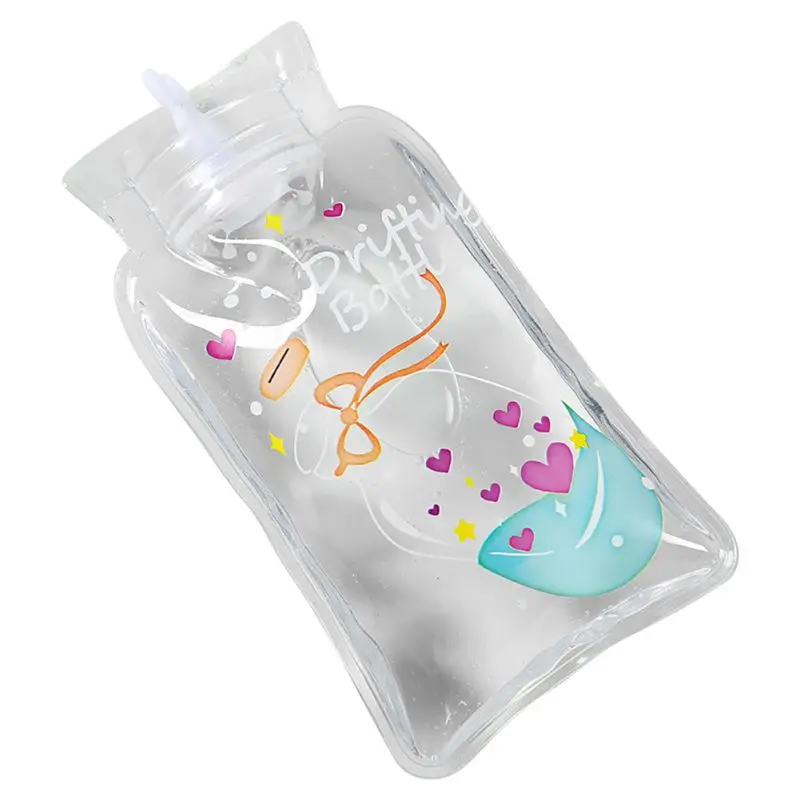 PVC Hot Water Bag Cartoon Clear Hot Water Bottle Portable Hand Feet Warmer Water Injection Bag Water Injection Bag Winter Gift