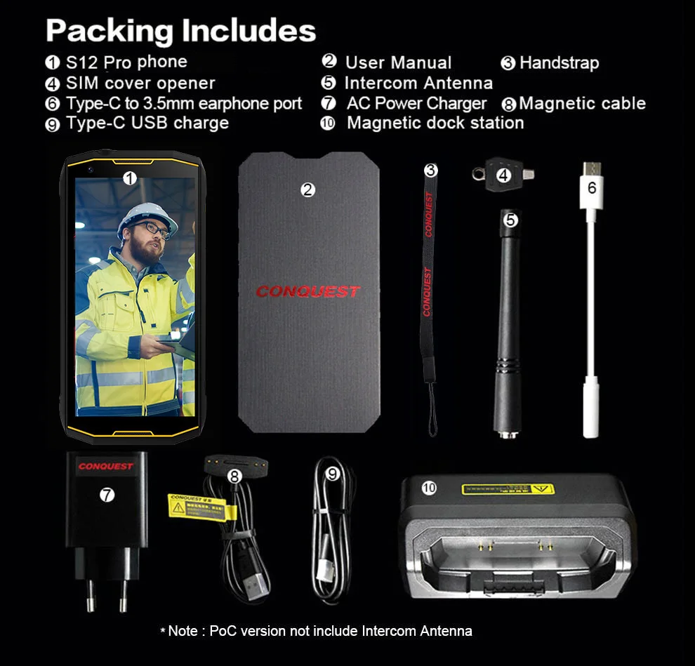 CONQUEST 8000 мАч S12 Pro IP68 водонепроницаемый прочный смартфон мобильный телефон 6 0