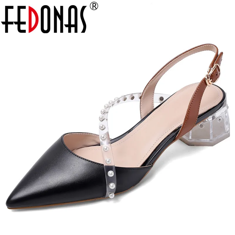 Женские туфли-лодочки FEDONAS классические туфли из натуральной кожи на каблуке с