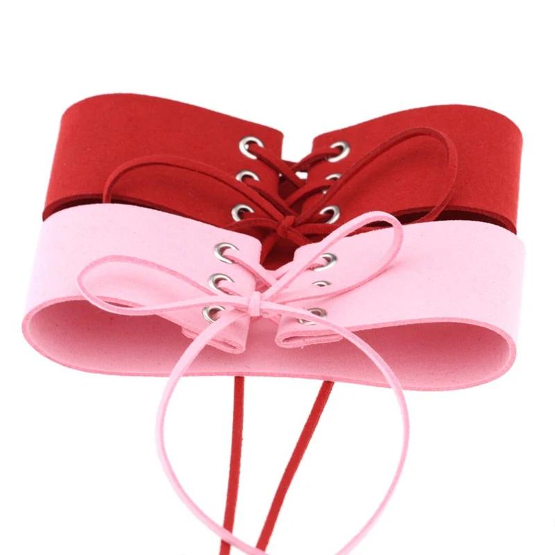 Женское сексуальное бархатное ожерелье на шнуровке в стиле аниме кожаный чокер с