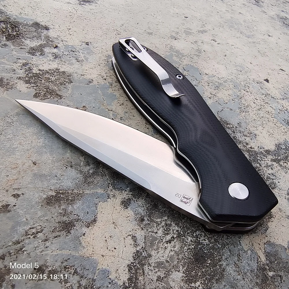 

JohnnyJamie Model5 Folding Knife G10 Handle D2 Blade Knife Military Tactical Knife Survival Knife EDC Hand Tools Camping Knife