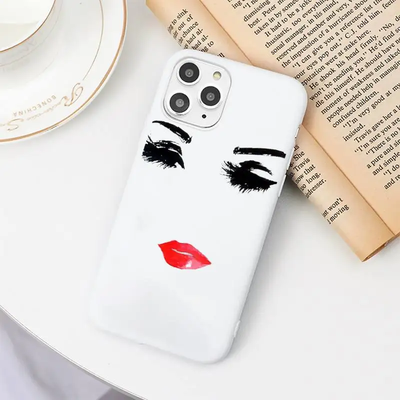 

Beauty face sexy eye smile Phone Case Candy Color for iPhone 6 7 8 11 12 s mini pro X XS XR MAX Plus