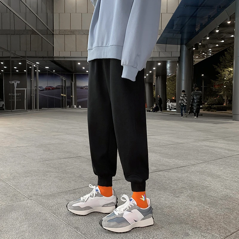 

Plus velvet winter solid color beam feet casual pants men's casual pants warm pants QT562