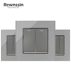 Настенные выключатели, 1-4 Gang 12 Way вкл светильник Выкл, 220V 16A выключатель питания, с флуоресцентсветильник, серая стеклянная панель 86 типа переключатели