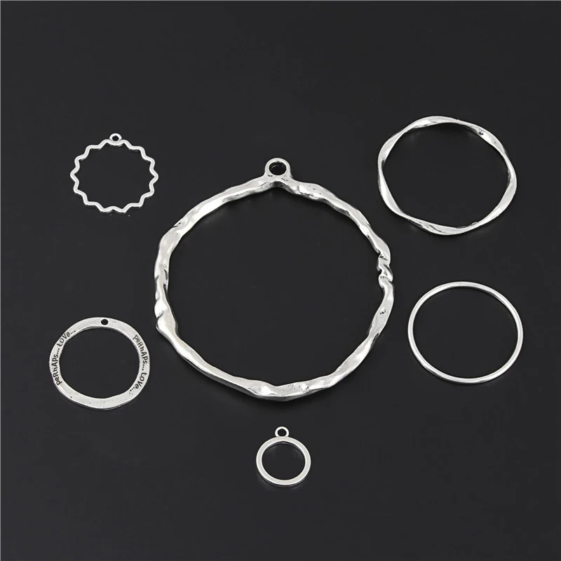 12 шт. Круглые Пустые Подвески серебряного цвета из сплава|Шармы| |