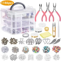 11862015pcs diy making craft supplies beads wire tassel plier jewelry findings for bracelet necklace earring with storage box