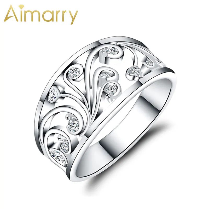

Aimarry 925 Sterling Silver Fashion Jewelry AAA Zircon Pattern Ring For Women Party Birthday Engagement Wedding Gift