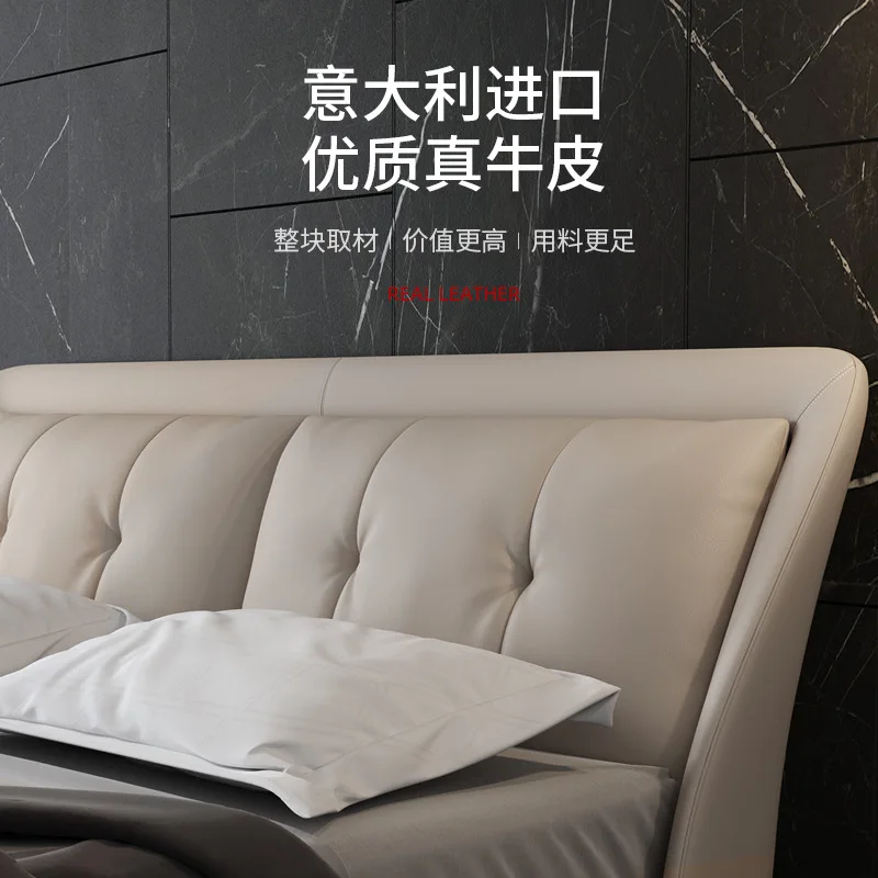 Kopen Lederen Bed Ins Licht Luxe Lederen Bed Netto Rood Bed 1.8 M Dubbele Master Slaapkamer Bruiloft Bed