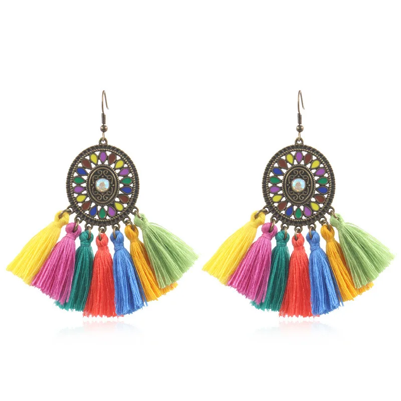 Ubuhle модные богемные винтажные массивные висячие серьги с кисточками для женщин