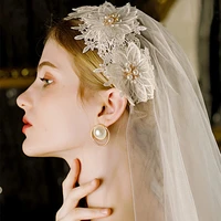 2022 retro wedding veil headband headdress for women french romantic 85cm two layer white short bridal veils wedding accessories