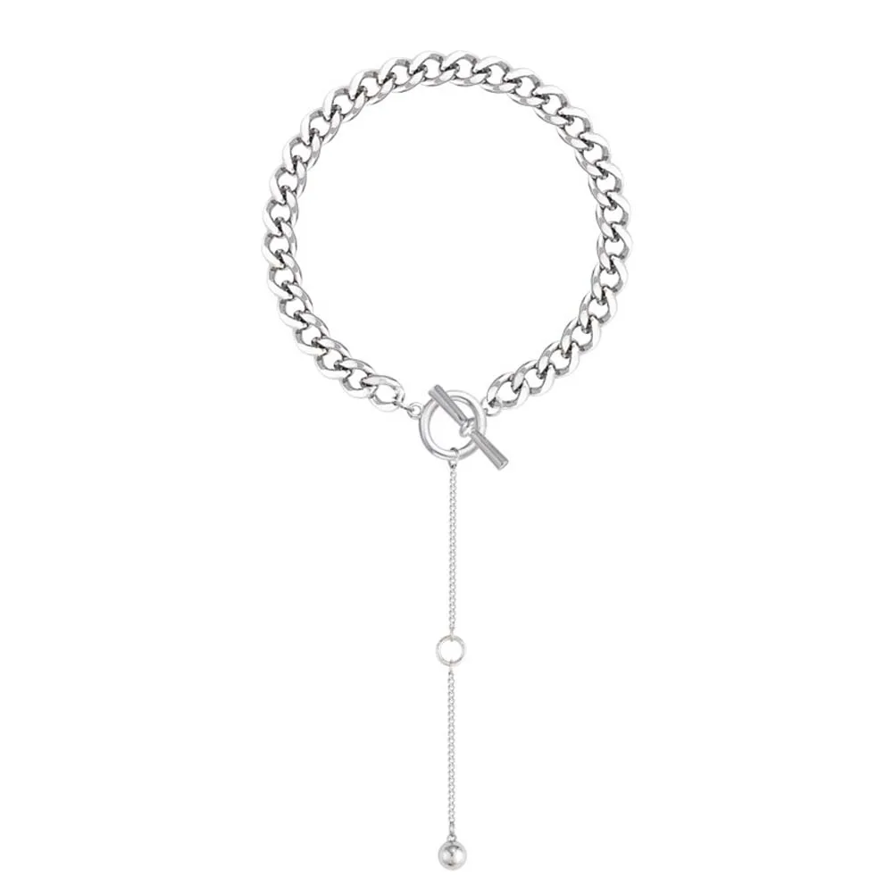 

Girls Necklace Hip Hop Punk Thick Choker Metal Ball OT Buckle Vintage Clavicle Chain Pendant for Women Fashion Jewelry