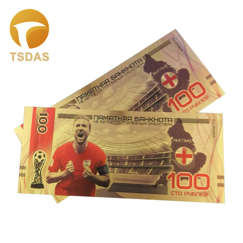 2019 русские футбольные рубли банкноты 24k позолоченные 100 Золотая фольга Ретро
