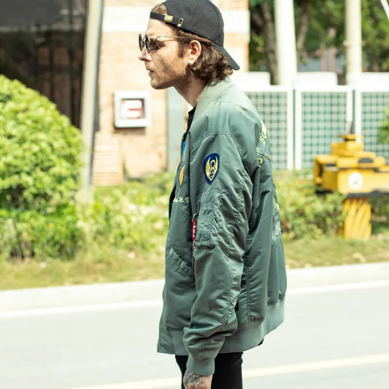 Летная куртка SMN зеленая Осенняя мужская бомбер пилот Ma 1 ВВС бадминтон