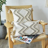 morrocca style cushion cover with tassels 45x45cm30x50cm pillow cover handmade stripe tufted pillow case for home decoration