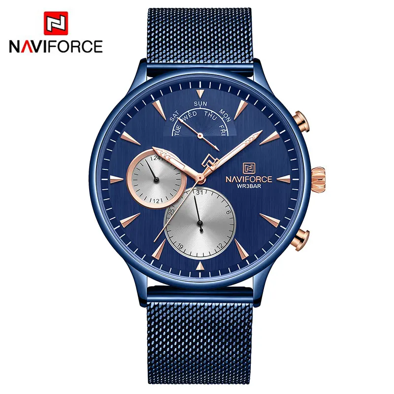 NAVIFORCE Топ бренд класса люкс мужские часы из нержавеющей стали s кварцевые