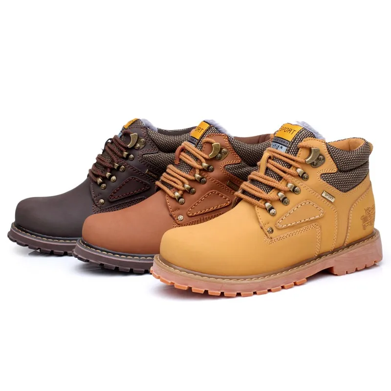 Модные мужские ботинки из натуральной кожи Повседневная обувь коричневого цвета