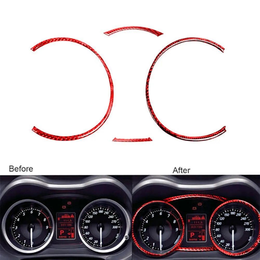 

4Pcs Dashboard Instrument Cover Accessories Carbon Fiber Red Waterproof