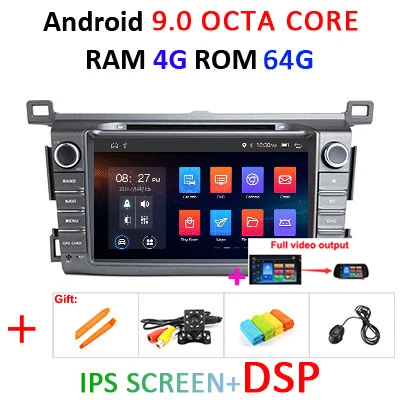 DSP ips 8 CORE 4G ram 64G Android 9,0 2 DIN Автомобильный dvd-плеер gps аудио для Toyota RAV4 Rav 4 2013- радио мультимедиа dvr obd2 - Цвет: 4G 64G IPS DSP Full