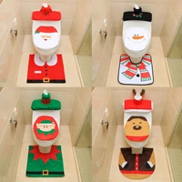 2020 santa claus toilet cover santa claus toilet cover floor mat water tank cover tissue cover home decor