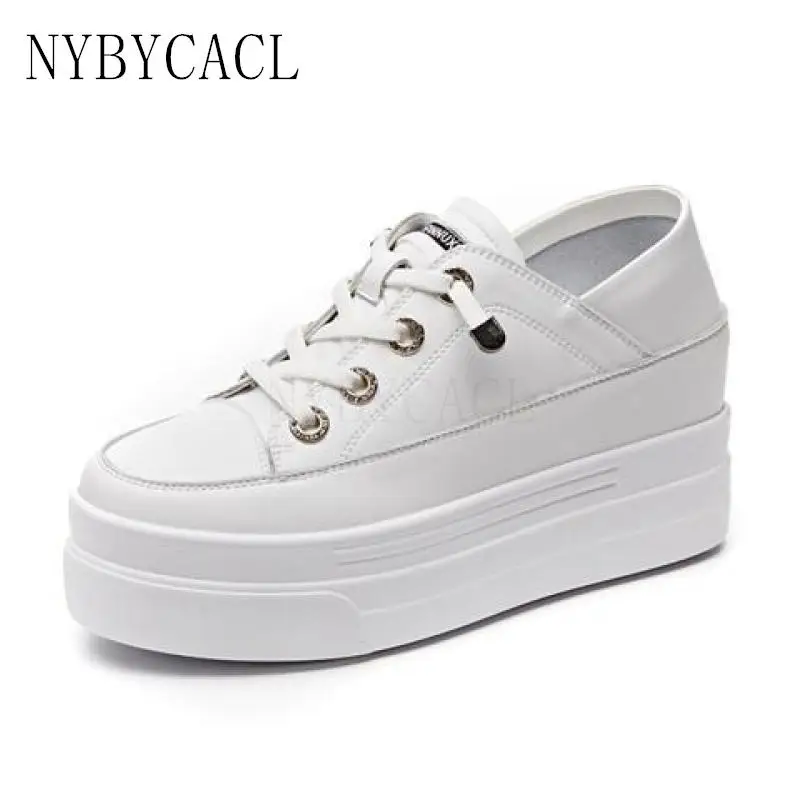 

Genuine Leather White Shoes For Women 2021 Spring Summer Sneakers Hidden Heel Female Flat Platform Woman Shoes Casual Sneakers