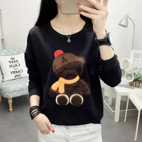 spring autumn 2021 womens loose fat sister 100kg embroidery cartoon plus size hoodies womens winter tops