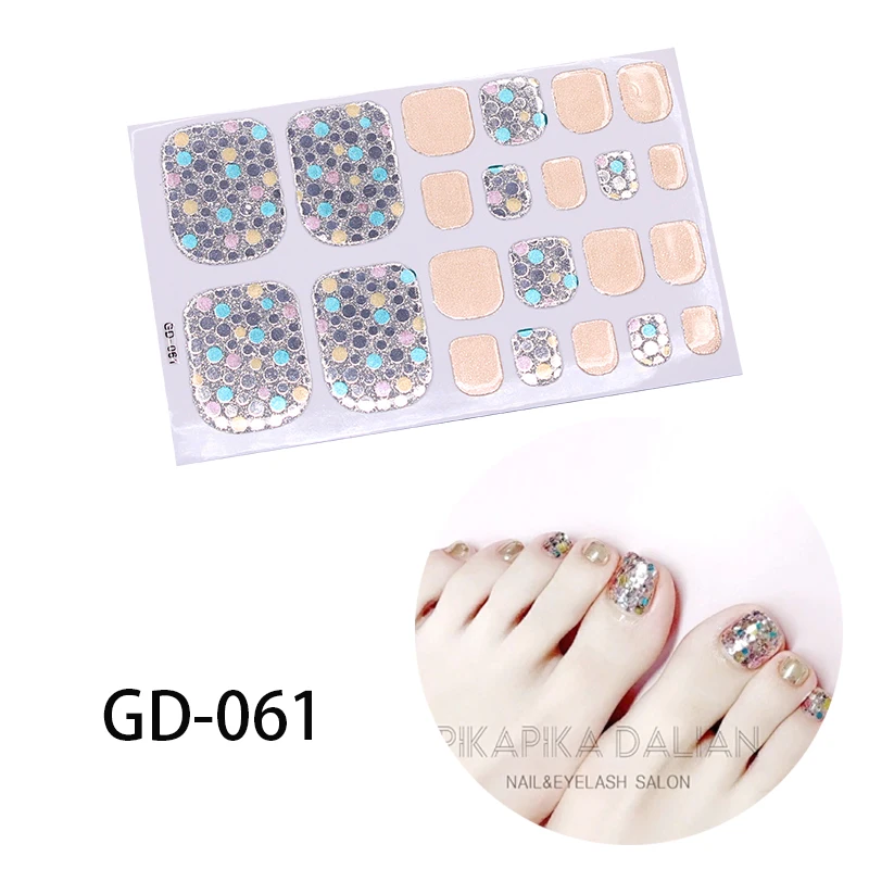1 лист Модные Разноцветные стикеры на ногти полное покрытие самоклеющиеся лаки для ногтей Обертывания для ног наклейки для беременных женщин доступны - Цвет: GD061