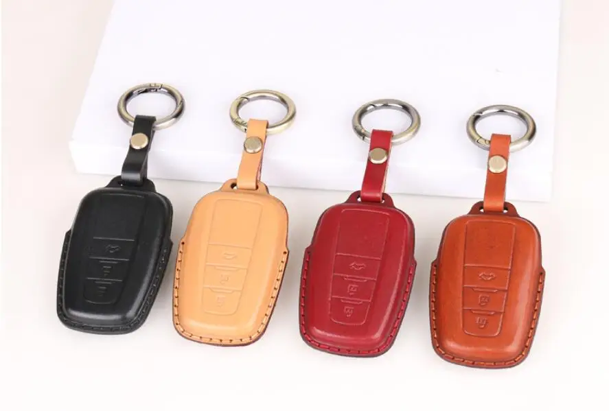 Автомобильный чехол для ключей из натуральной кожи с 3 кнопками|Футляр