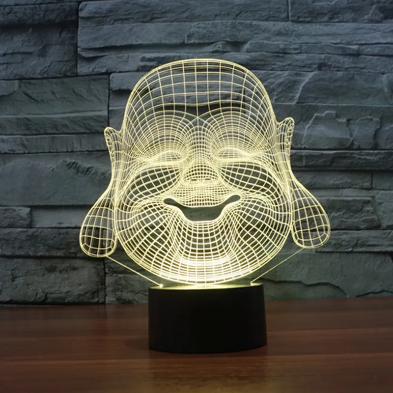 

Buddha Acrylic 3D Illusion Night Lamp Touch Switch Remote Night Lights Bluetooth speaker Atmosphere Lampara Lampe Home Decor