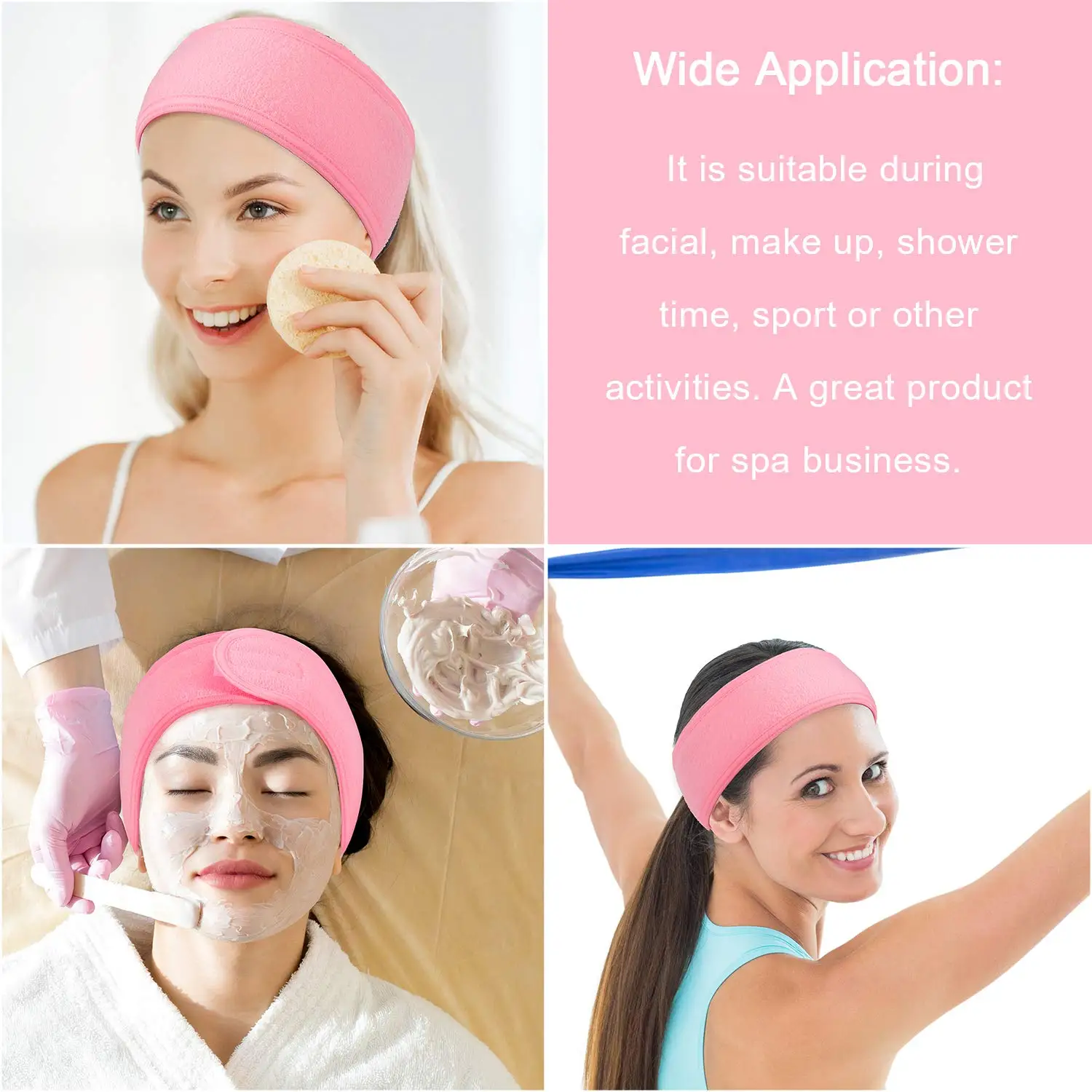 3pcs Adjustable Facial Headband with 1 Mask Brush Yoga Spa Bath Shower Makeup Wash Face Cosmetic Head Band Make Up Accessories images - 6