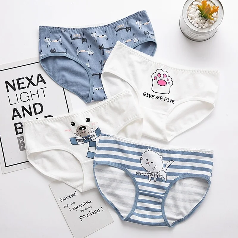 

Girls Cute Cartoon Cats Pure Cotton Underwear Girls Mid-waist Breathable Underwear Girls Comfortable Soft Underwear Panties